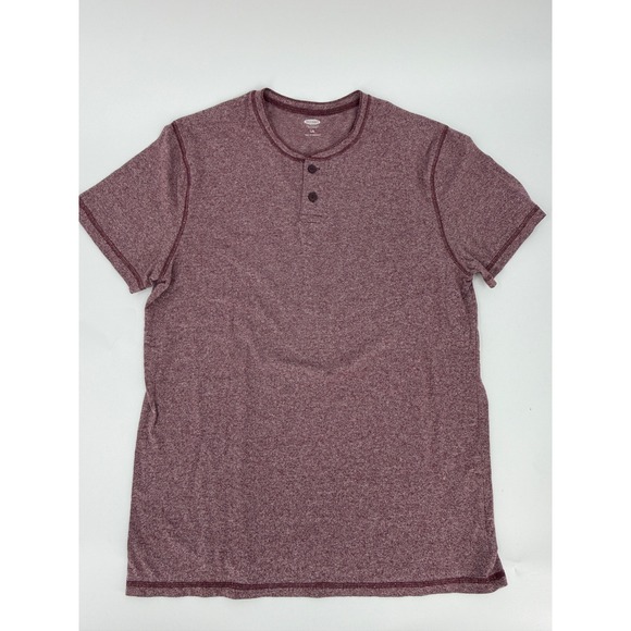 Old Navy Other - Old Navy Henley Shirt Short Sleeve Modern Mens Large Burgundy Heather Red Soft